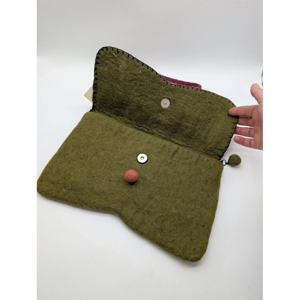 Rising Tide Hand Made Wool Felt Clutch Bag Tablet Case Forest Fairy Boho Goblin